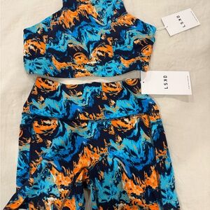 LSDK Blue and Orange Mid Rise Shorts